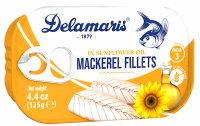 Delamaris Mackerel Fillets In Sunflower Oil 125g